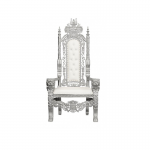 King David 60 Inches - Armless Lion Throne Chair - Silver and White