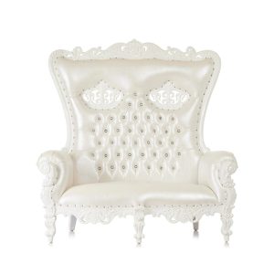 Crown Tiffany Love Seat Throne Chair - White and White 1