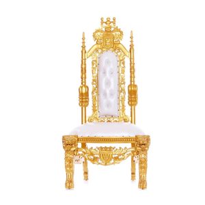 King David 60 Inches - Armless Lion Throne Chair - Gold and White 1