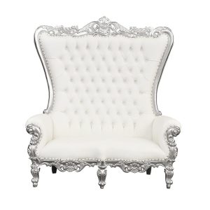 Queen Tiffany 3.0 Love Seat Throne - White and Silver 1